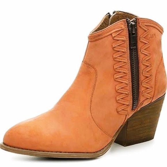 Musse & Cloud "Athya" 100% Leather Mustard Orange Western Ankle Boots - Size 6 - Picture 2 of 14